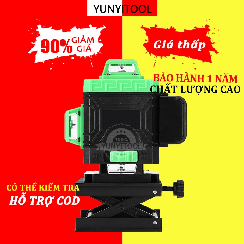 YUNYITOOL Máy cân bằng laser 4D 16 dòng tia laze,Mức laser san bằng mức Laser màu xanh lá cây ngang 