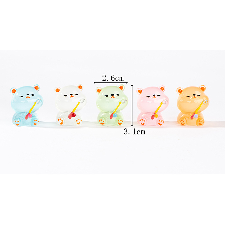 Mô hình gấu cầm cần câu dạ quang phát sáng trang trí nhà búp bê, DIY