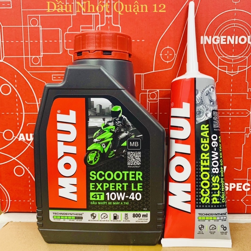 Nhớt xe tay ga Motul Scooter Expert LE 4T 10W40 và láp Motul