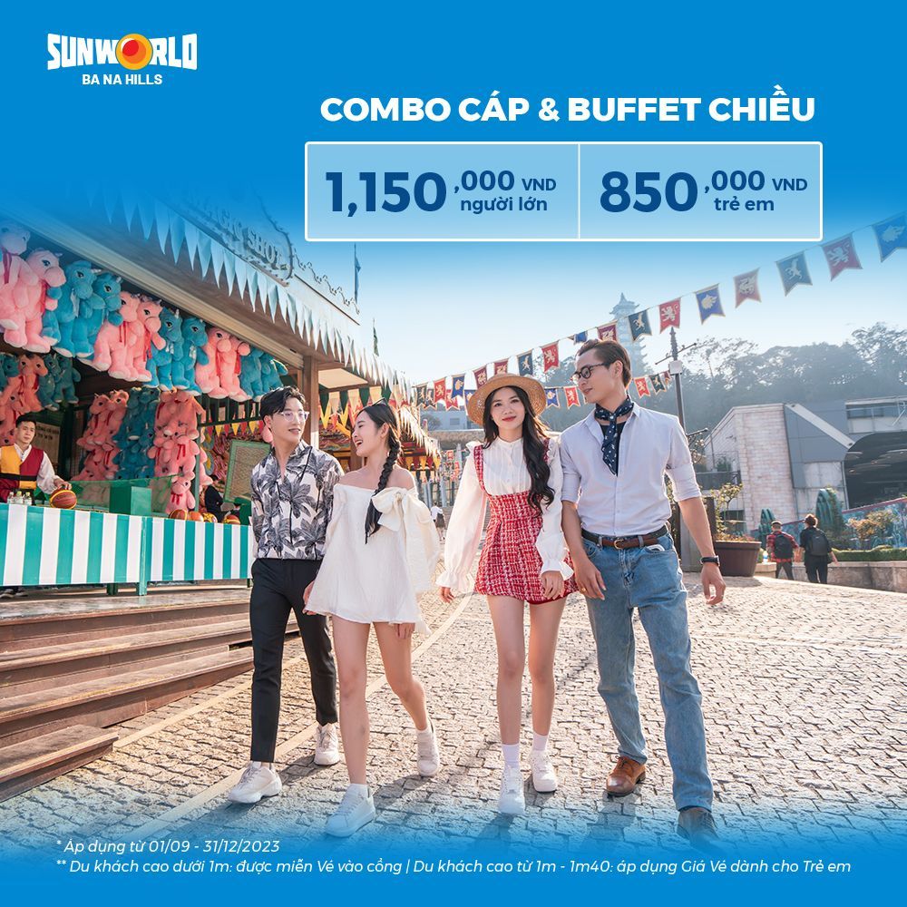 [E-Voucher] Combo Cáp Treo Bà Nà Hills + Ăn Chiều Buffet, Giá Mới Vô Cùng Hấp Dẫn