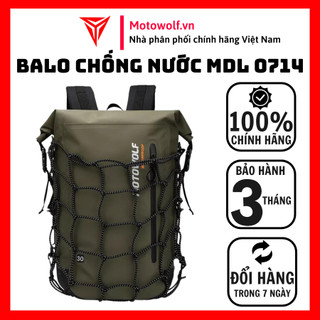Balo chống nước motowolf mdl0714 xanh rêu, balo đi phượt du lịch dung tích 30l - motowolf việt nam chính hãng