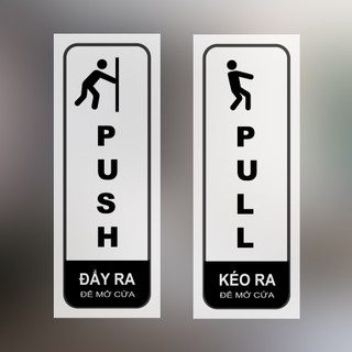 Decal dán cửa kính kéo đẩy mở cửa tự động PULL- PUSH chất liệu decal mờ