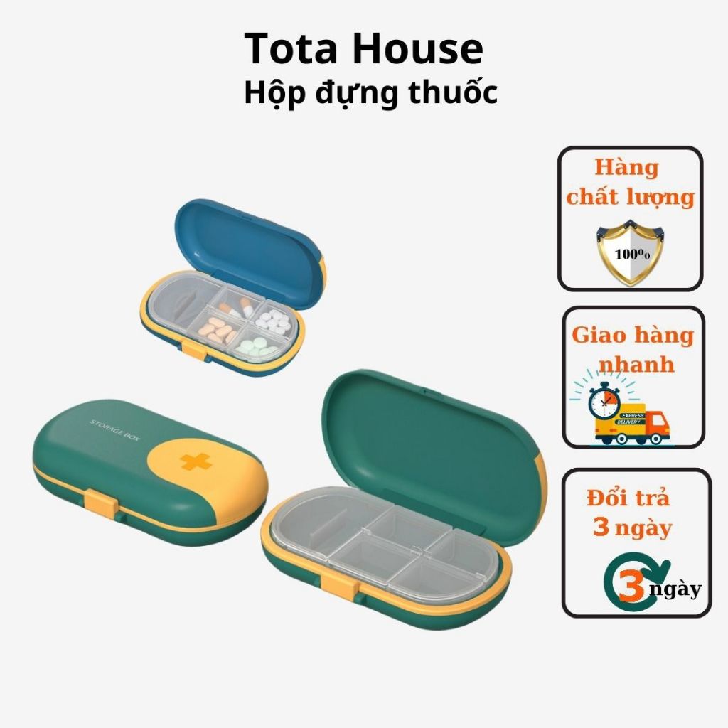 Hộp đựng thuốc 4 ngăn tiện dụng bỏ túi y tế cho bé Gia Đình hộp thuốc cá nhân nhỏ gọn