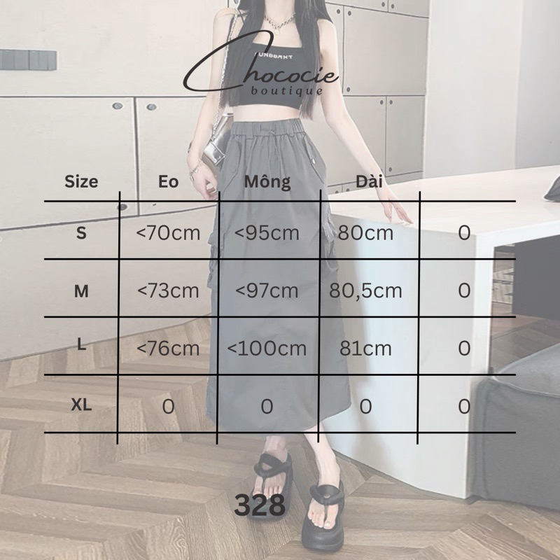 Chân váy dài túi hợp lưng thun chân váy túi hộp dáng dài lưng thun hottrend chân váy túi hộp nữ KHOEN KIM LOẠI 328