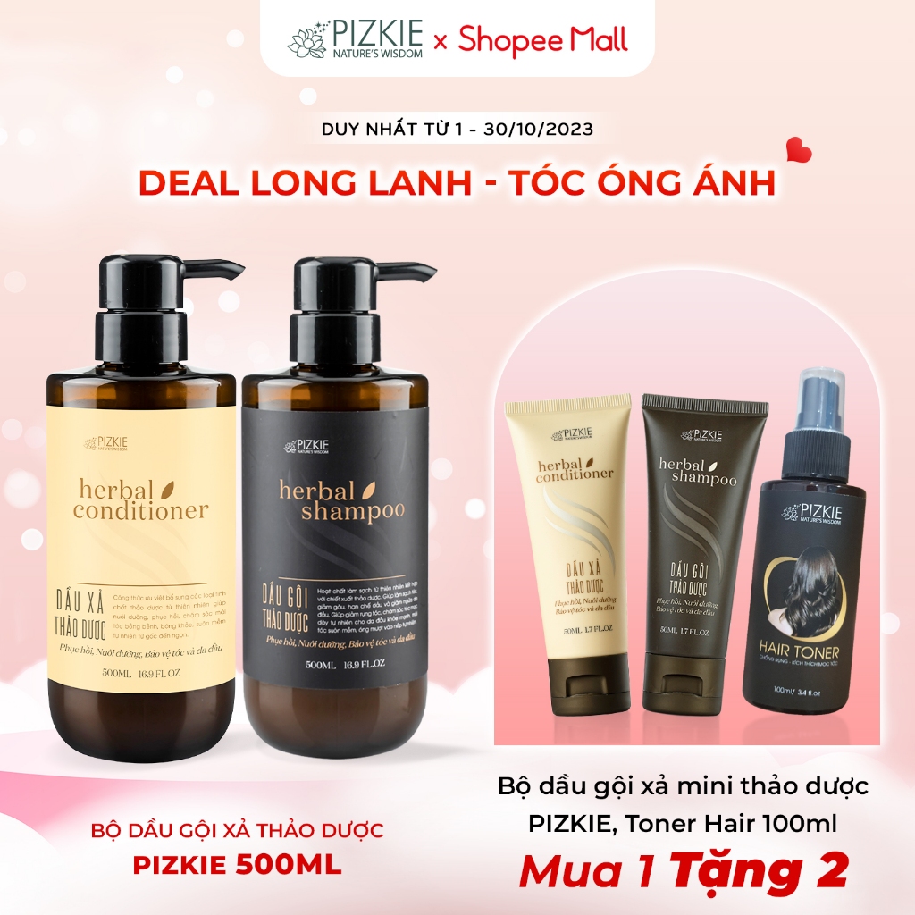 Dầu Gội Thảo Dược HERBAL SHAMPOO PIZKIE 500ml Kích Thích Mọc Tóc, Sạch Gàu, Giúp Tóc Chắc Khoẻ