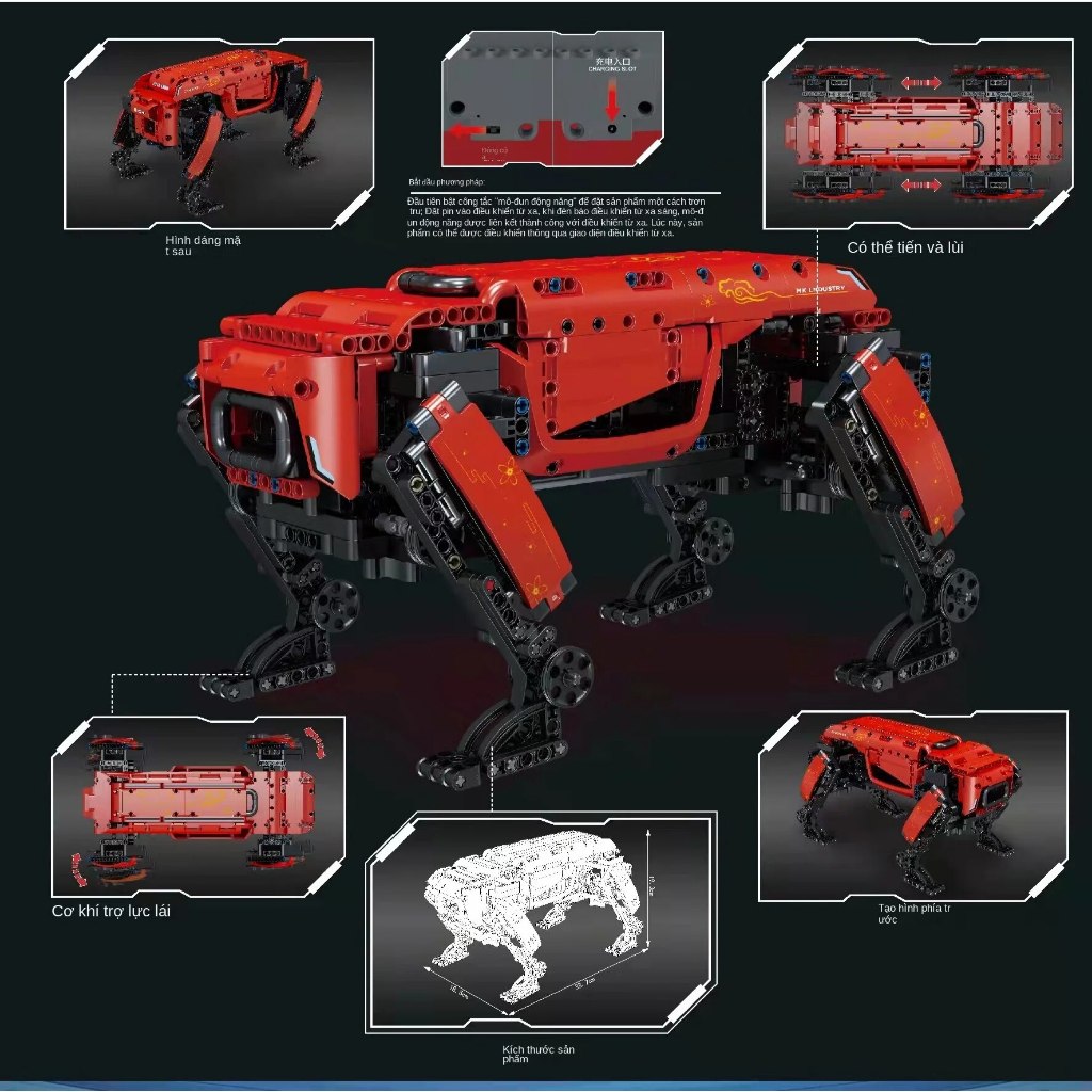 𝐋𝐄𝐆𝐎 sê-ri công nghệ Mould King 15066/15067 Chó robot điều khiển từ xa 936+ PCS