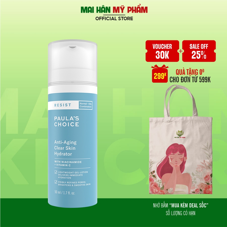 Kem dưỡng ẩm da dầu lão hóa Paula's Choice AntiAging Clear Skin Hydrator 50ml