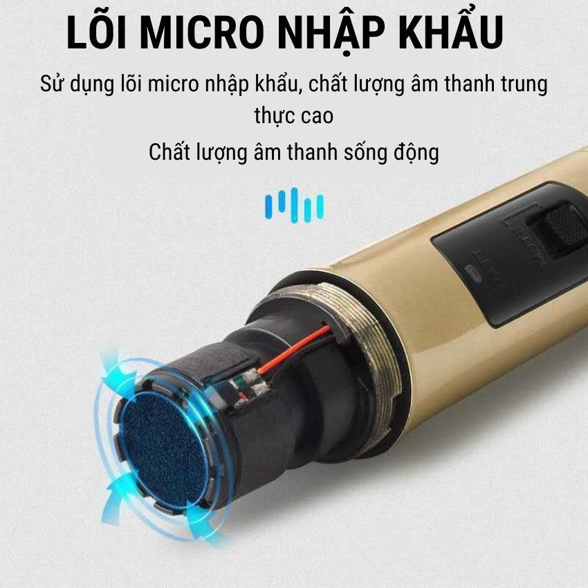 Bộ micro không dây phòng thu VHF - Mic không dây cầm tay, mic tầm xa âm thanh chuyên nghiệp, micro đơn hướng