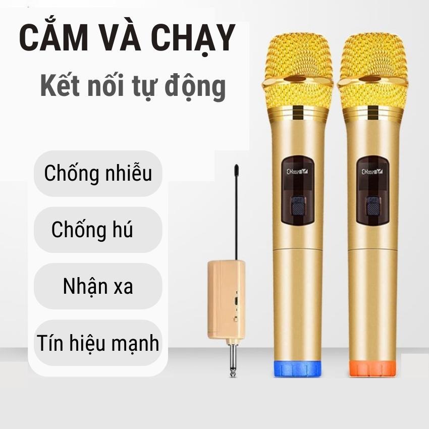 Bộ micro không dây phòng thu VHF - Mic không dây cầm tay, mic tầm xa âm thanh chuyên nghiệp, micro đơn hướng