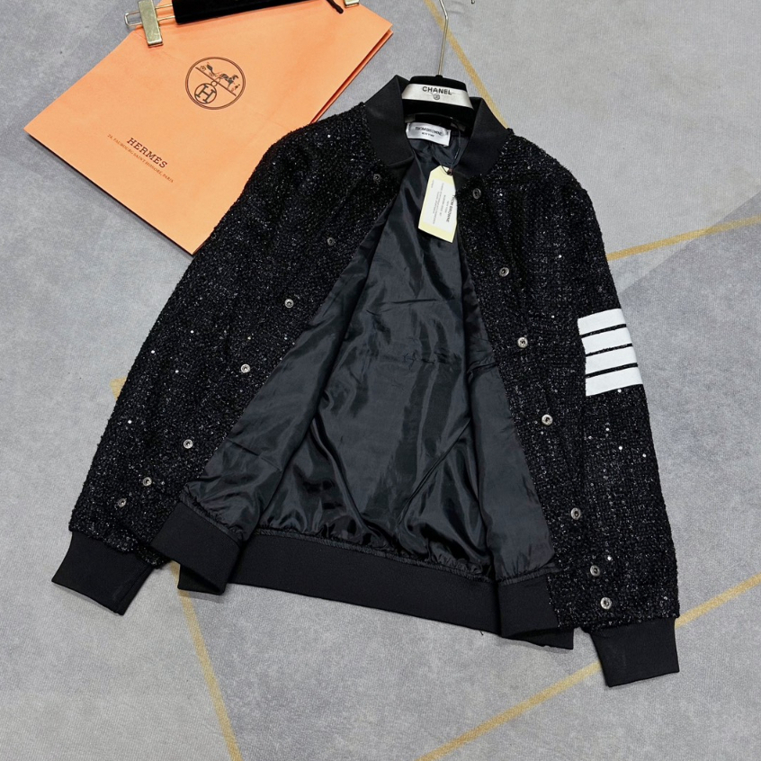 Áo Bomber 124 Thome 3 Sọc Kim Tuyến Đính Kim Sa Phối Hàng 3 Lớp Thời Trang Nam