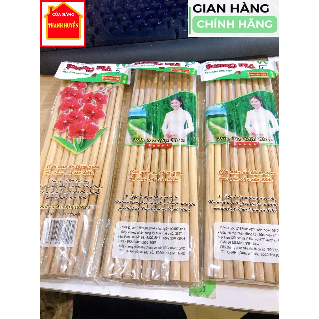 Vỉ 10 đôi đũa tre già Văn Chương - Chuyên dành cho nhà hàng, quán ăn và gia đình.