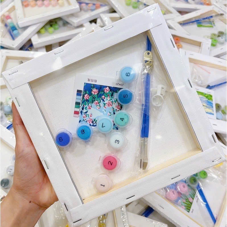 Tranh số hóa tô màu khung gỗ xinh xắn 20x20cm