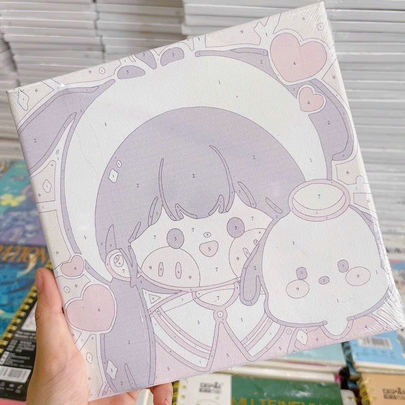 Tranh số hóa tô màu khung gỗ xinh xắn 20x20cm