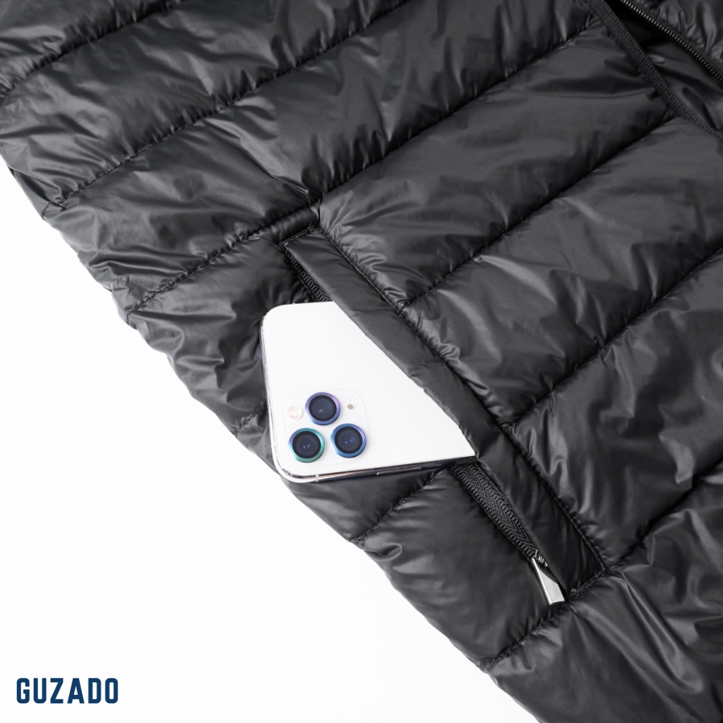 Áo Phao Nam GUZADO Mũ Tháo Rời, Phong Cách Basic, Chất Liệu Trần Bông Siêu Nhẹ, Cách Nhiệt, Giữ Ấm Tốt GAP01