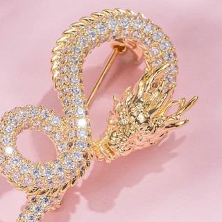 Trâm cài áo hình rồng đính đá zircon ghim phụ kiện quần áo quà tặng sang trọng cho nam