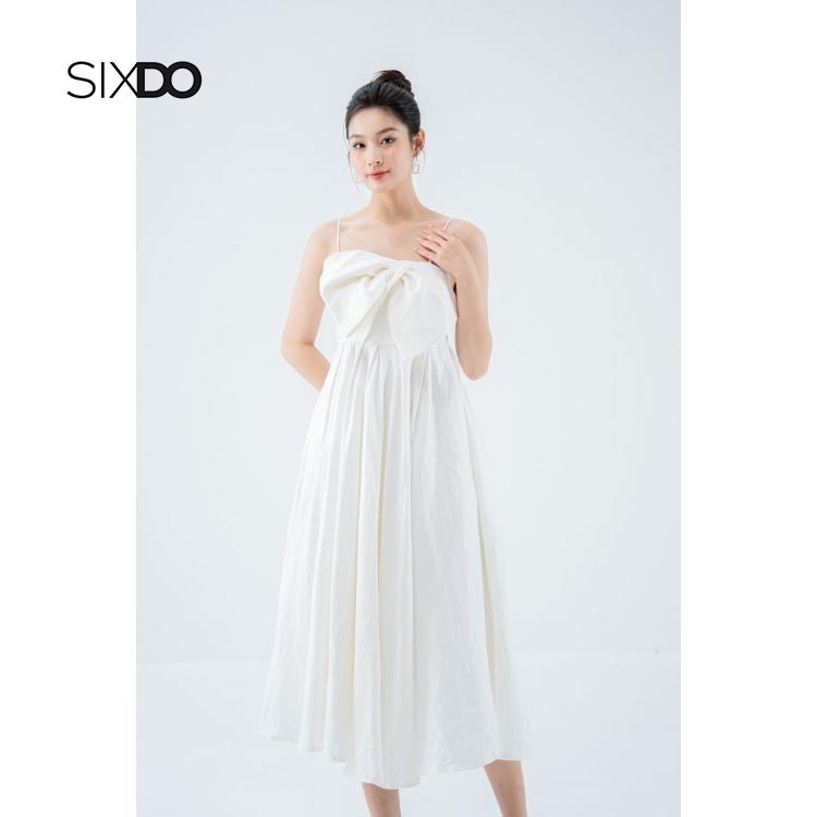 [Mã BMLT30 giảm đến 30K đơn 299K] Đầm hai dây nơ ngực linen SIXDO (Strappy Midi Linen Dress)