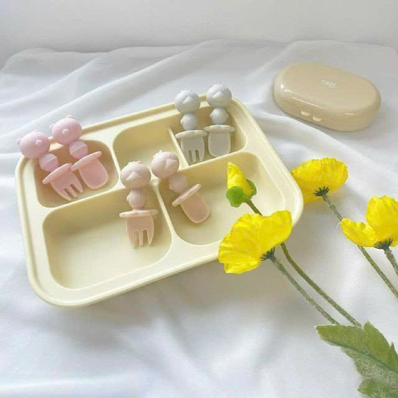 Set thìa dĩa Silicone SELF FEEDING SPOON chính hãng TGM Made in KOREA