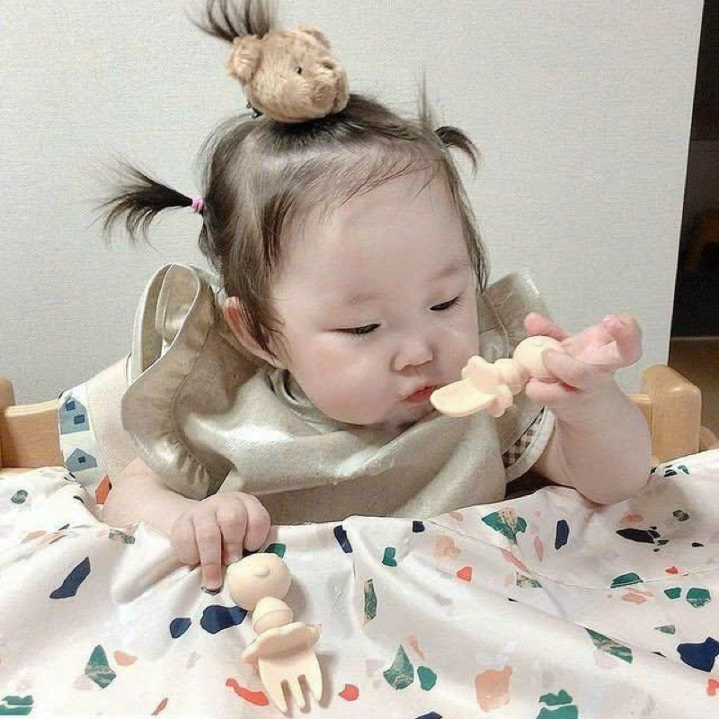 Set thìa dĩa Silicone SELF FEEDING SPOON chính hãng TGM Made in KOREA