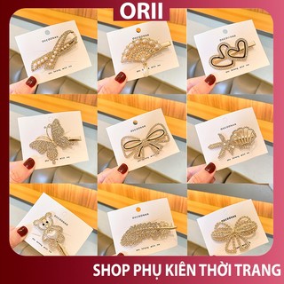 Kẹp tóc mái đính đá hàn quốc ,kẹp tóc kim loại nhiều mẫu hình nơ, quạt, chiếc lá gâu dễ thương mã cvvbm