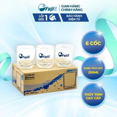Bộ 6 cốc thủy tinh FujiE 250ml ly thủy tinh chịu nhiệt tốt