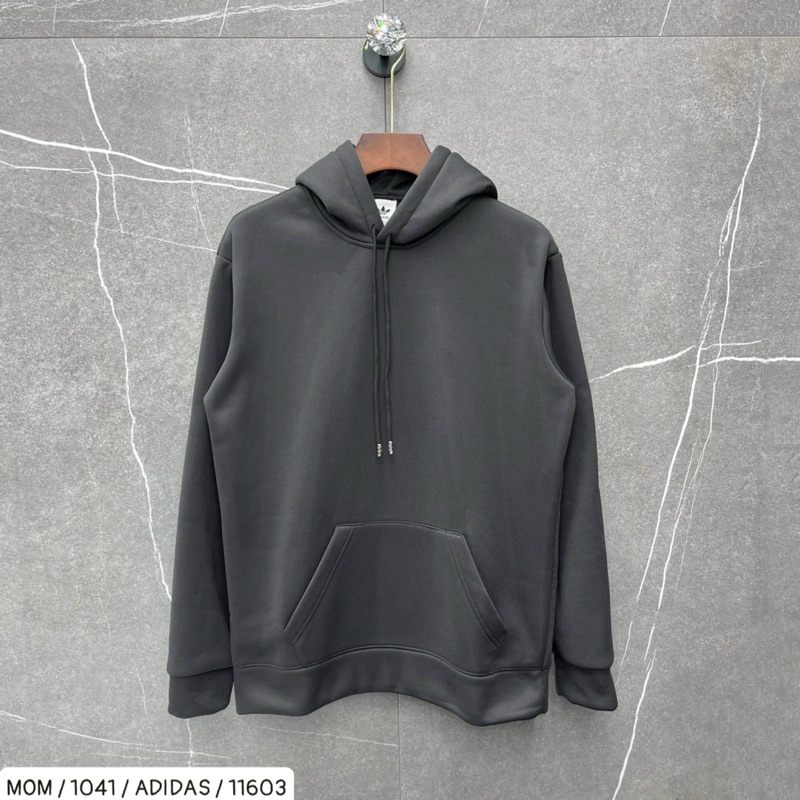Áo hoodie thu đông có hoạ tiết in logo đơn giản hai màu đen xám thời trang nam nữ phong cách giới trẻ size s đến xl