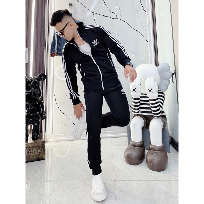 Bộ thể thao thu đông nam có hoạ tiết logo thêu đơn giản khoá kéo thời trang phong cách giới trẻ có size từ m đến xxl