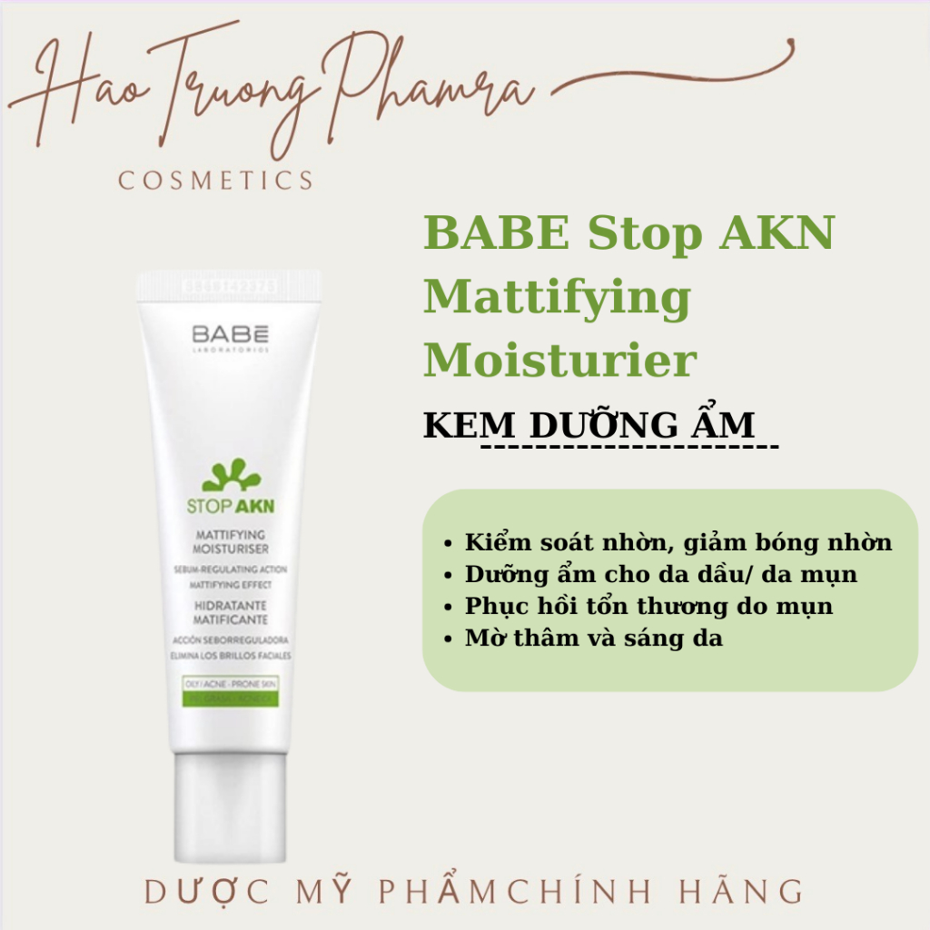 BABÉ Kem dưỡng ẩm kiềm dầu BABE Stop AKN Mattifying Moisturiser 50ML