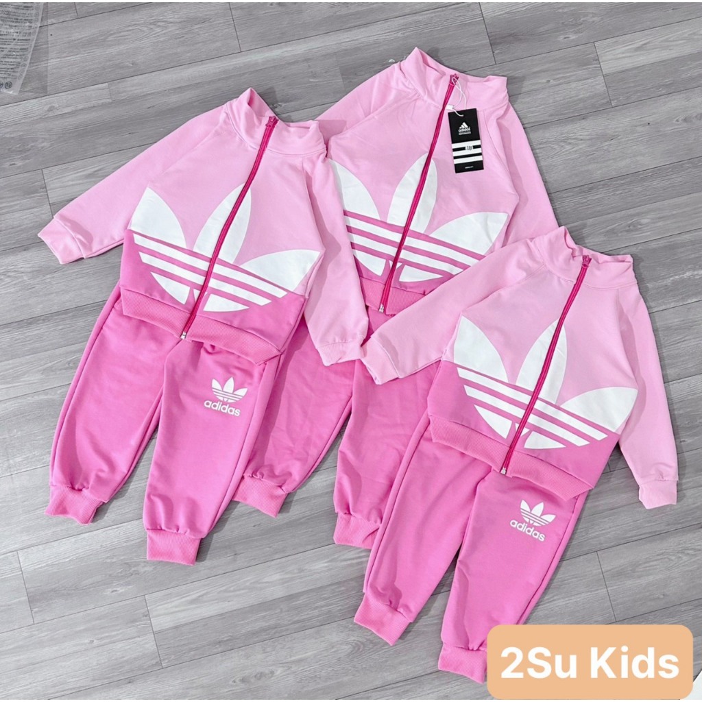 Bộ adidas hồng bé gái-S006