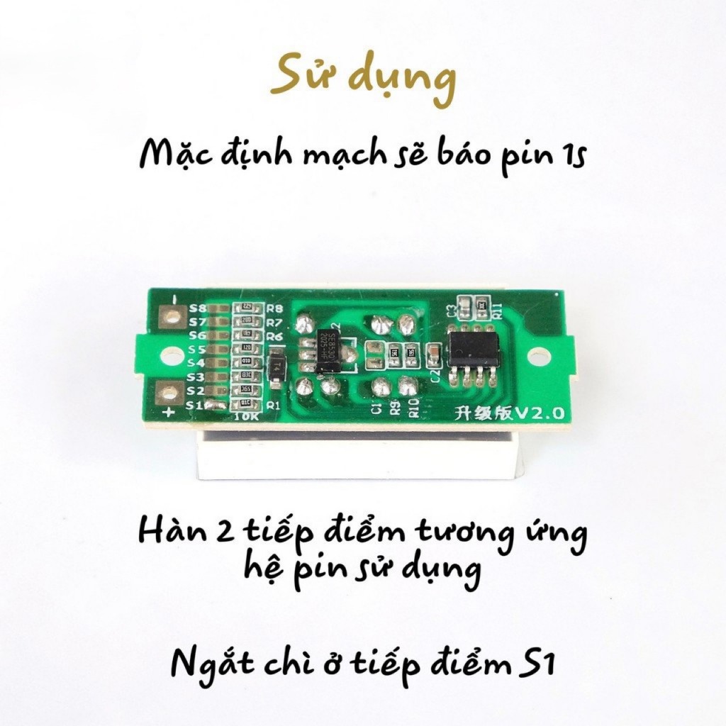 Mạch báo dung lượng pin Lithium ion 1S - 8S DC 3.7 - 29.6V