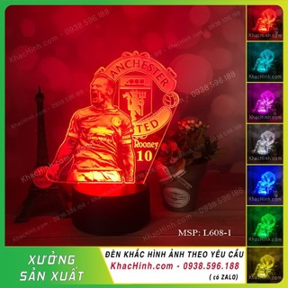 Đèn cầu thủ Rooney - CLB MU, Đèn decor cầu thủ Rooney-CLB MU, khắc hình ảnh theo yêu cầu, led 16 màu