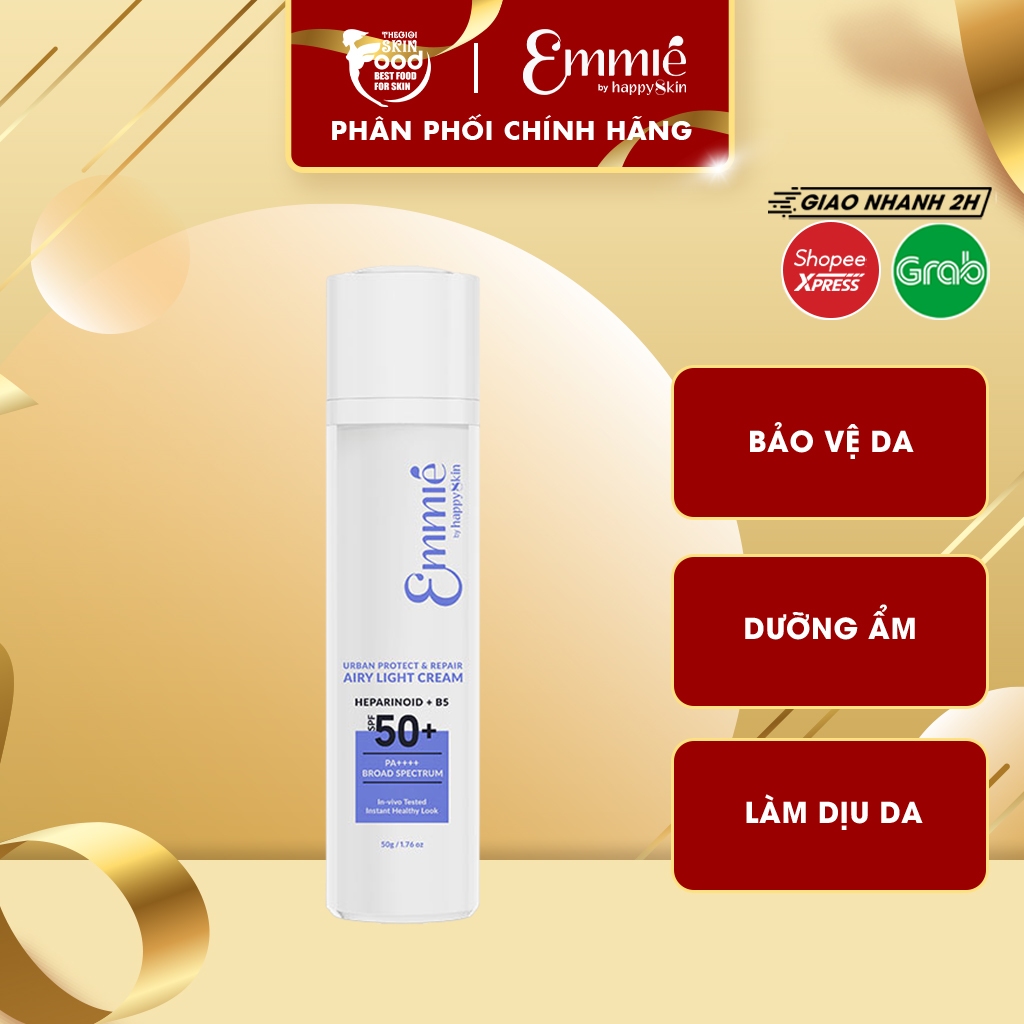 Kem Chống Nắng Dưỡng Ẩm, Phục Hồi Dành Cho Da Nhạy Cảm Emmié By Happyskin Urban Protect & Repair Airy Light Cream SPF50+