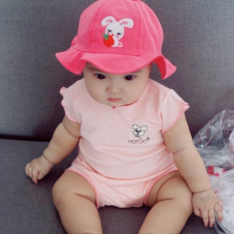 Bộ quần chíp áo tay bèo chất cotton mềm cho bé gái, đồ bộ cho bé gái sơ sinh đến 12kg Hebekids