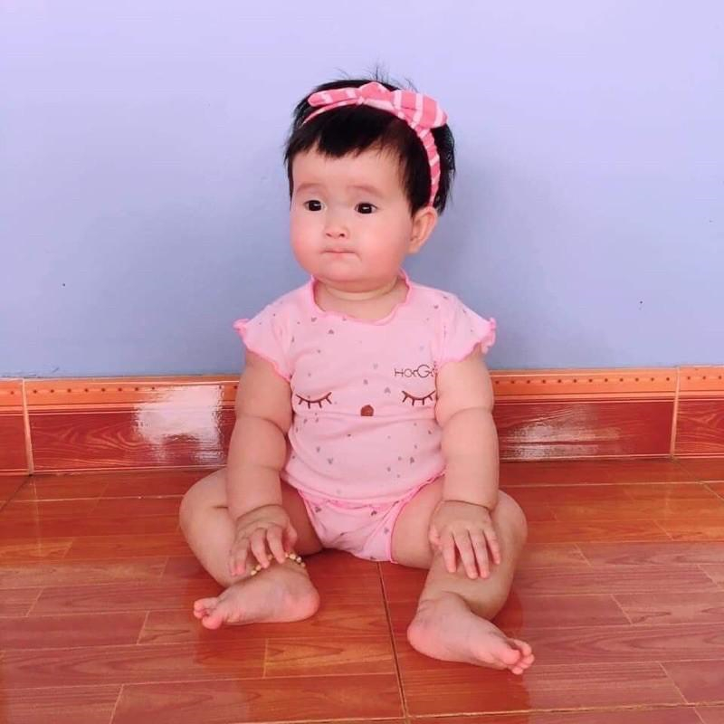 Bộ quần chíp áo tay bèo chất cotton mềm cho bé gái, đồ bộ cho bé gái sơ sinh đến 12kg Hebekids
