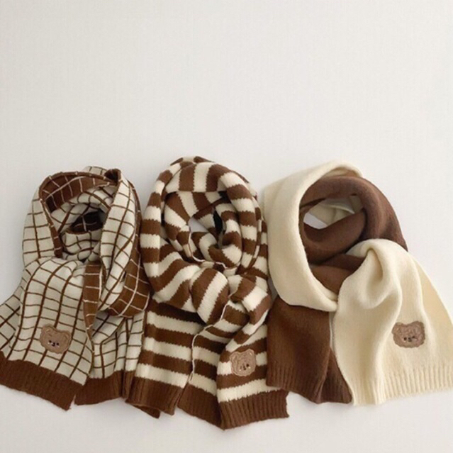Khăn quàng len gấu cho bé trai bé gái vintage