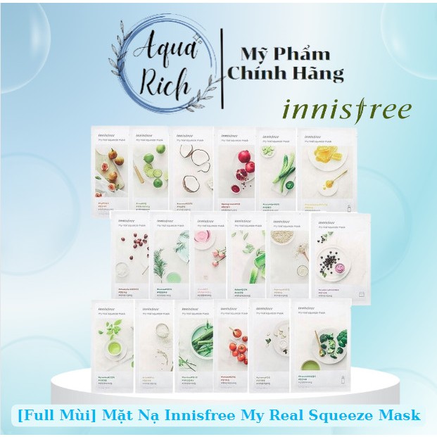 Mặt Nạ Giấy Dưỡng Da Innisfree My Real Squeeze Mask - 20ml [Tre - Trà Xanh - Nha Đam - Hoa Hồng]