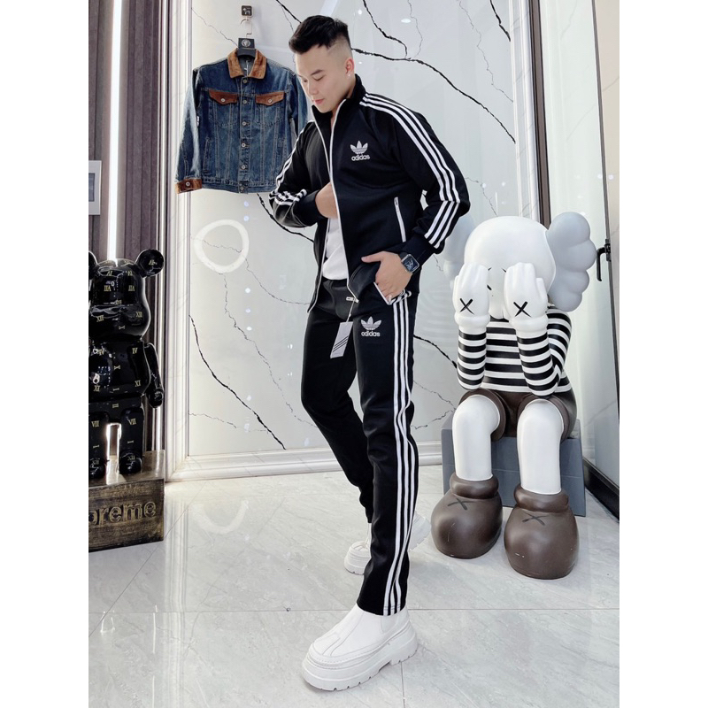 Bộ thể thao thu đông nam có hoạ tiết logo thêu đơn giản khoá kéo thời trang phong cách giới trẻ có size từ m đến xxl