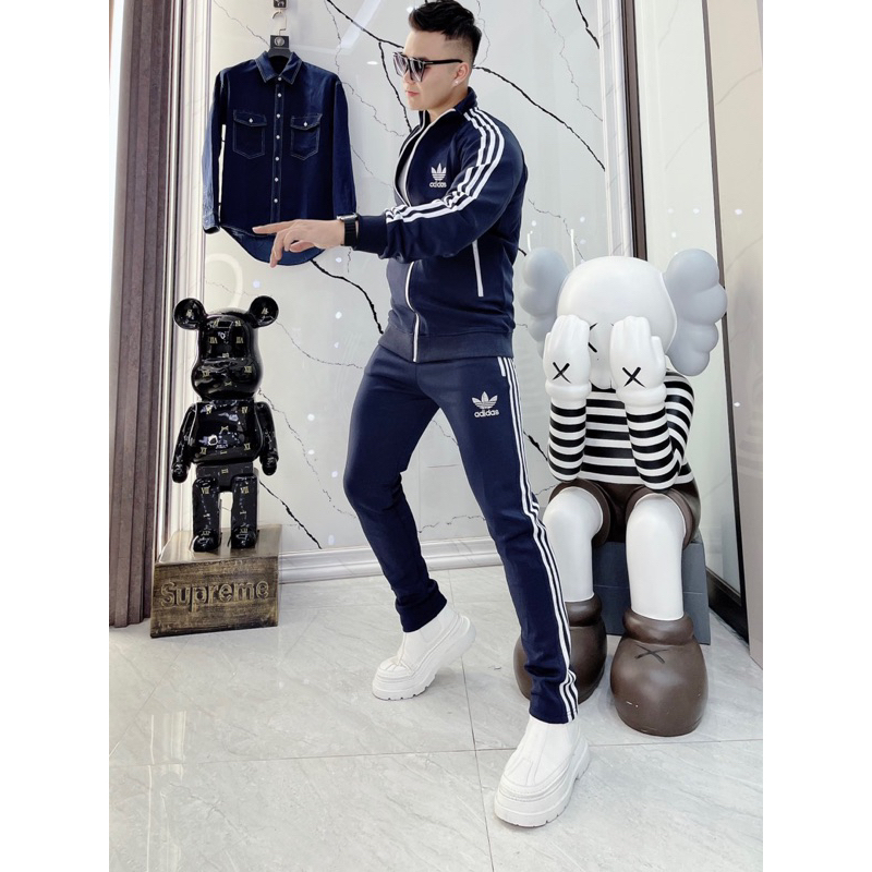 Bộ thể thao thu đông nam có hoạ tiết logo thêu đơn giản khoá kéo thời trang phong cách giới trẻ có size từ m đến xxl