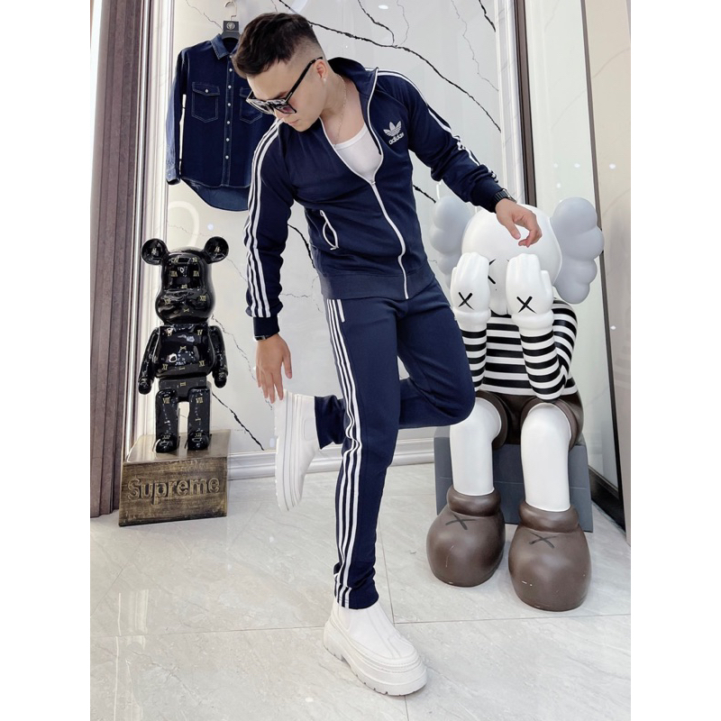 Bộ thể thao thu đông nam có hoạ tiết logo thêu đơn giản khoá kéo thời trang phong cách giới trẻ có size từ m đến xxl