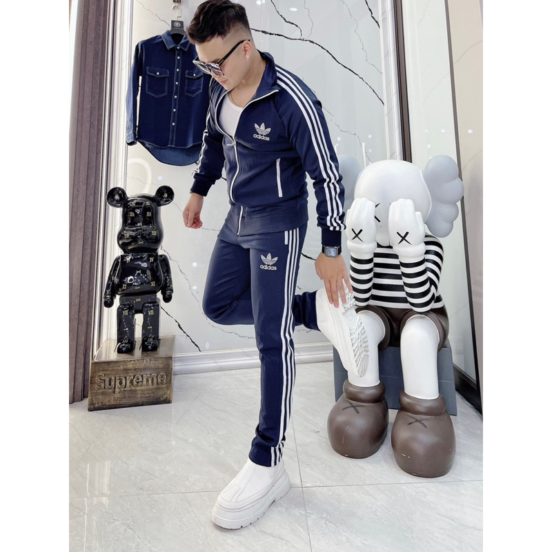 Bộ thể thao thu đông nam có hoạ tiết logo thêu đơn giản khoá kéo thời trang phong cách giới trẻ có size từ m đến xxl