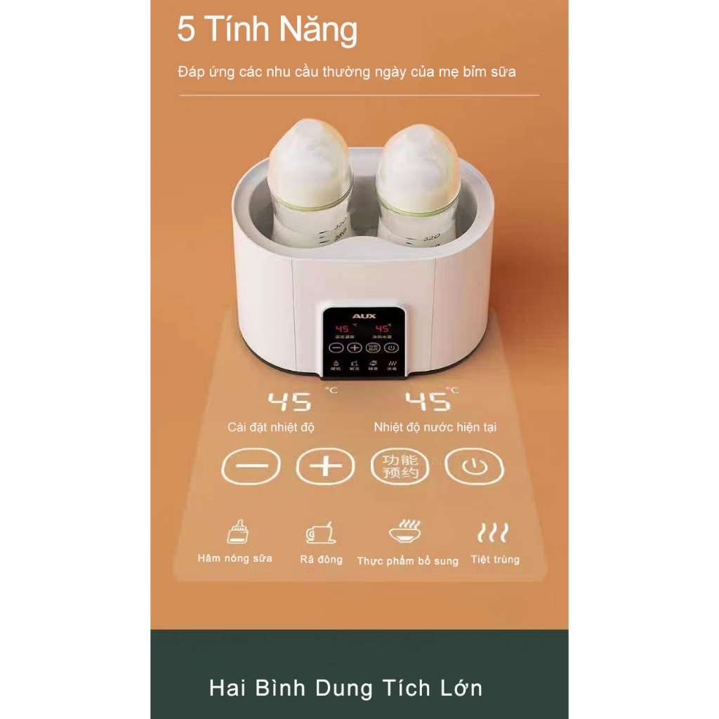 Máy Hâm Sữa Cầm Tay Tiệt Trùng Bình Sữa Bằng Tia UV 4in1 Màn Hình Led Cảm Ứng Máy Tiệt Trùng Rã Đông Hâm Nóng Thức Ăn