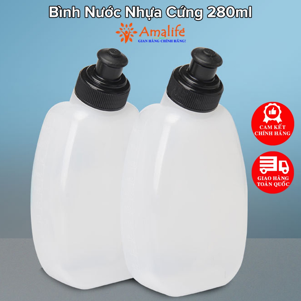 Bình Đựng Nước Bằng Nhựa PVC 280ml, Bình Đựng Nước Chạy Bộ Tập Thể Thao Nhỏ Gọn Nắp Van Phụt Nước Chính Hãng Amalife