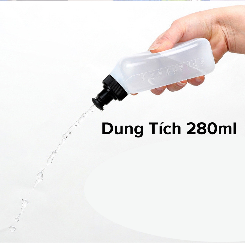 Bình Đựng Nước Bằng Nhựa PVC 280ml, Bình Đựng Nước Chạy Bộ Tập Thể Thao Nhỏ Gọn Nắp Van Phụt Nước Chính Hãng Amalife