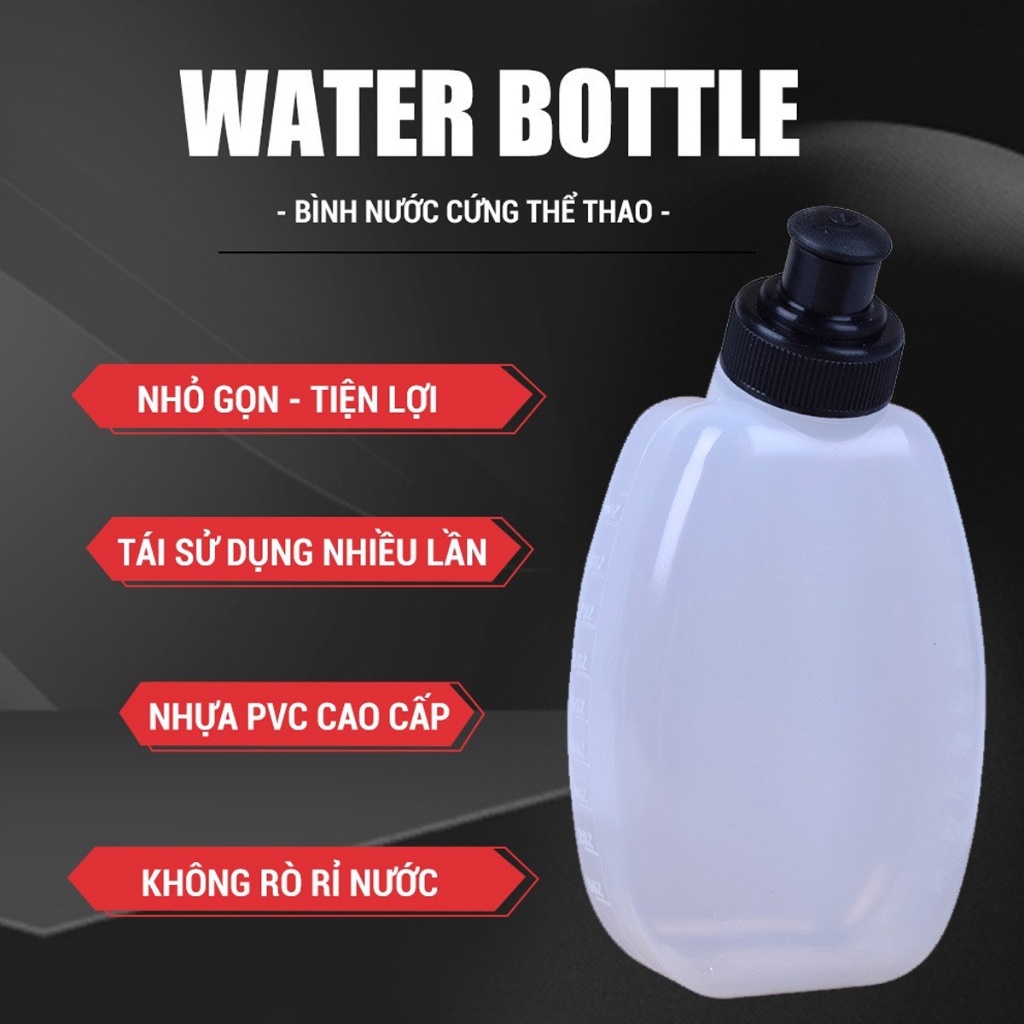 Bình Đựng Nước Bằng Nhựa PVC 280ml, Bình Đựng Nước Chạy Bộ Tập Thể Thao Nhỏ Gọn Nắp Van Phụt Nước Chính Hãng Amalife