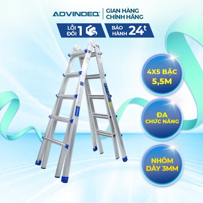 Thang Nhôm 5,5m nhập khẩu 4 Đoạn ADVINDEQ AML45 -  Gấp Và Rút Đa Năng - Biến đổi nhiều tư thế