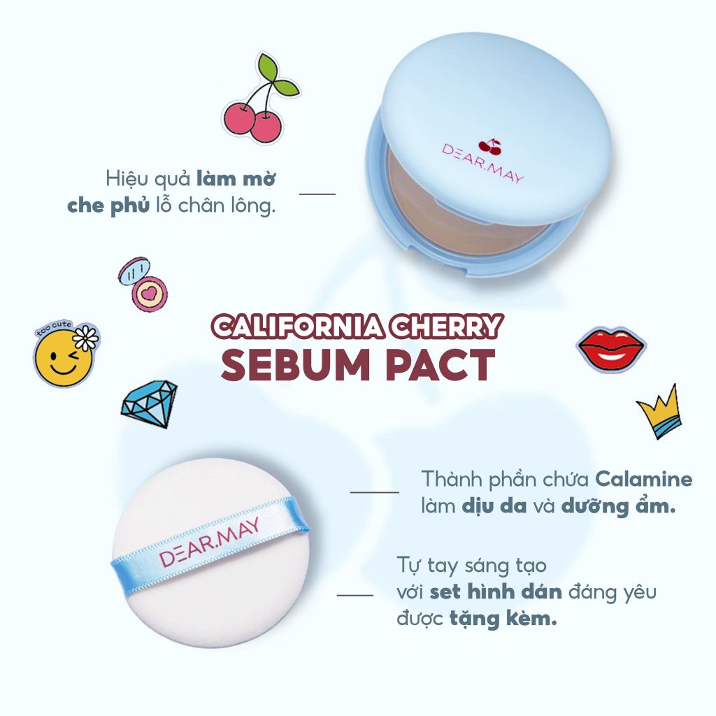 Phấn Phủ Dạng Nén Kiềm Dầu California Cherry Sebum Pact Dearmay 12g