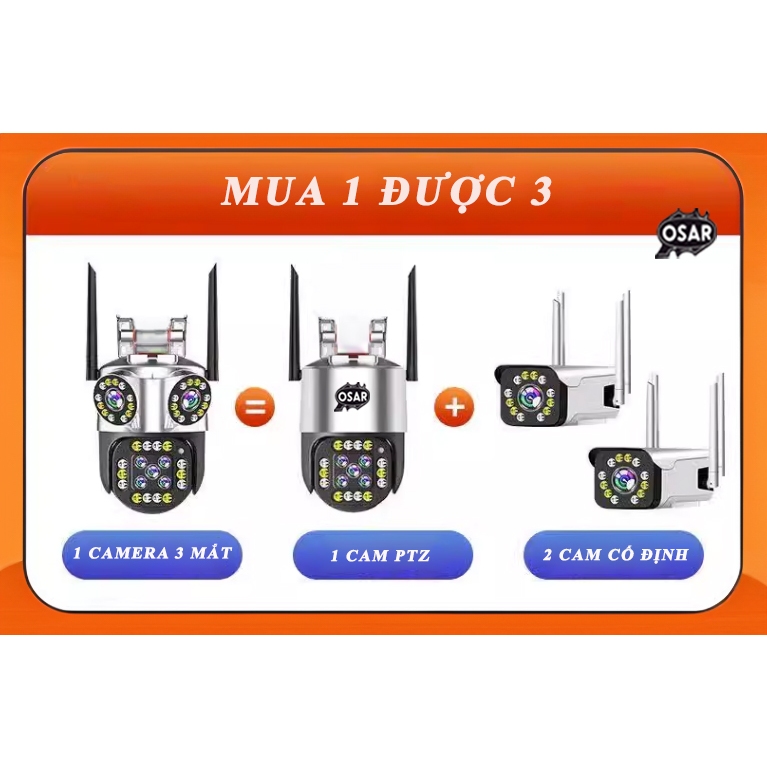 Camera IP Wifi HopeWay PTZ 3 MẮT, 4K,Xem 3 Màn Hình Cùng Lúc, Zoom 8X,Xem Đêm Có Màu, Góc Siêu Rộng, Siêu Nét