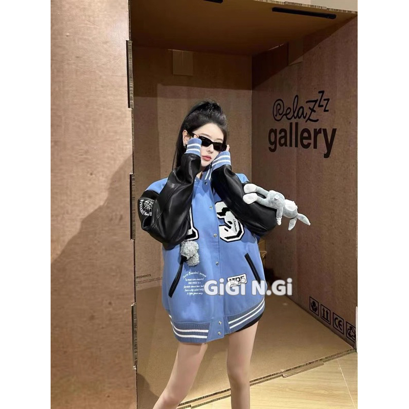 ÁO KHOÁC BOMBER THỎ LOO•NEY PHA TAY DA