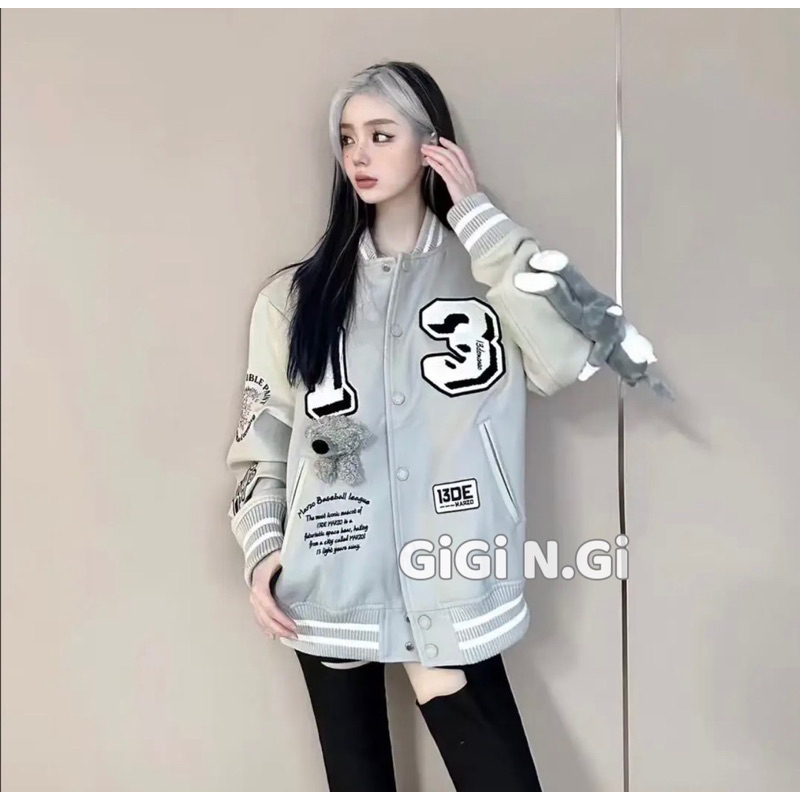 ÁO KHOÁC BOMBER THỎ LOO•NEY PHA TAY DA