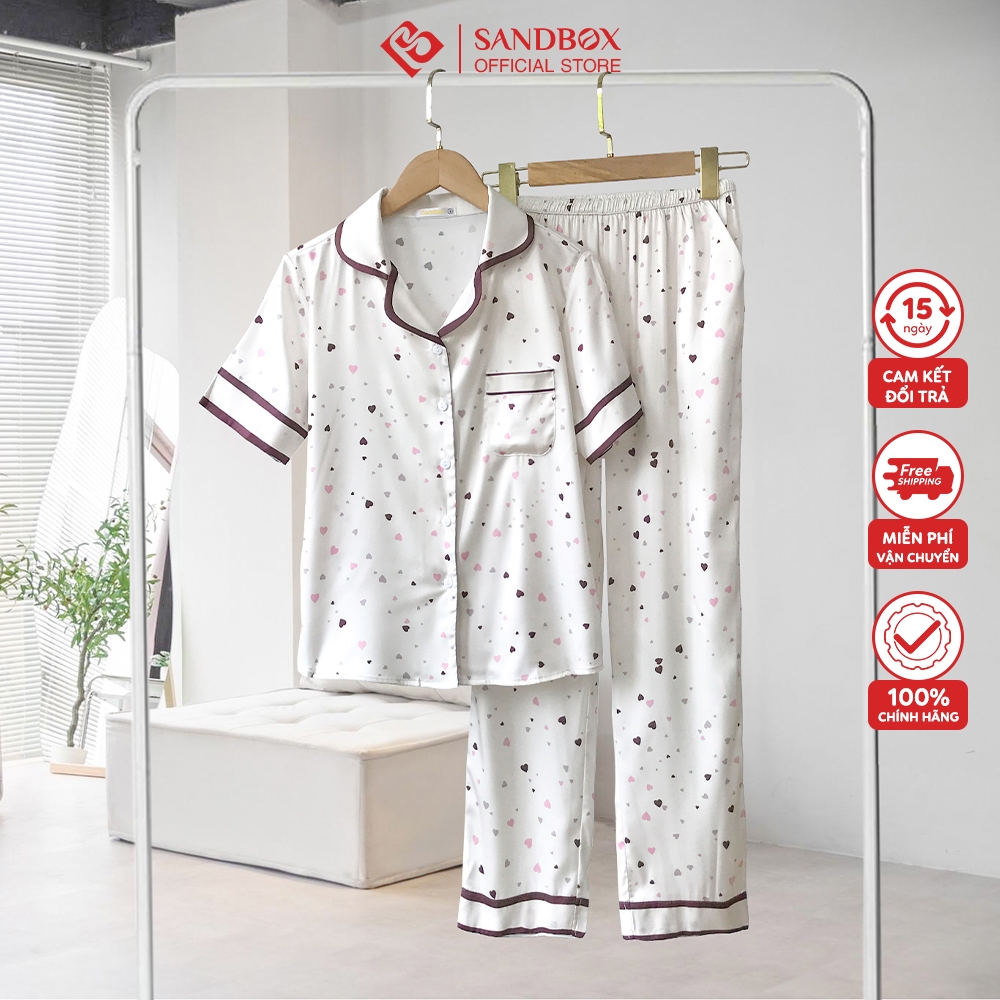 Đồ bộ nữ SANDBOX bộ mặc nhà chất lụa Satin cao cấp, thiết kế đơn giản, tinh tế, lịch sự BPC23007-2