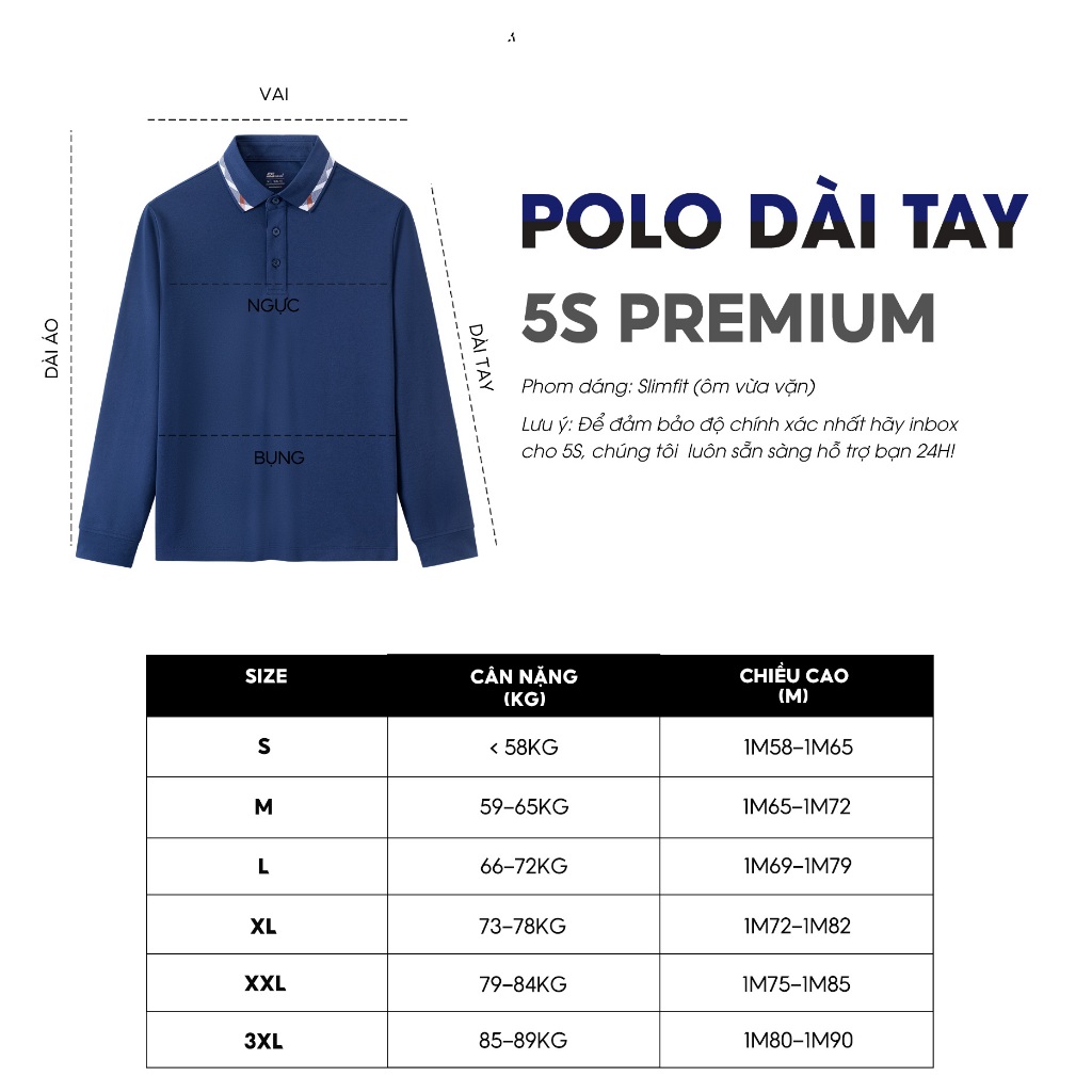 Áo Polo Nam Dài Tay Cổ Bẻ 5S FASHION, Chất Cotton Thấm Hút, Ấm, Thiết Kế Trơn Dễ Mặc